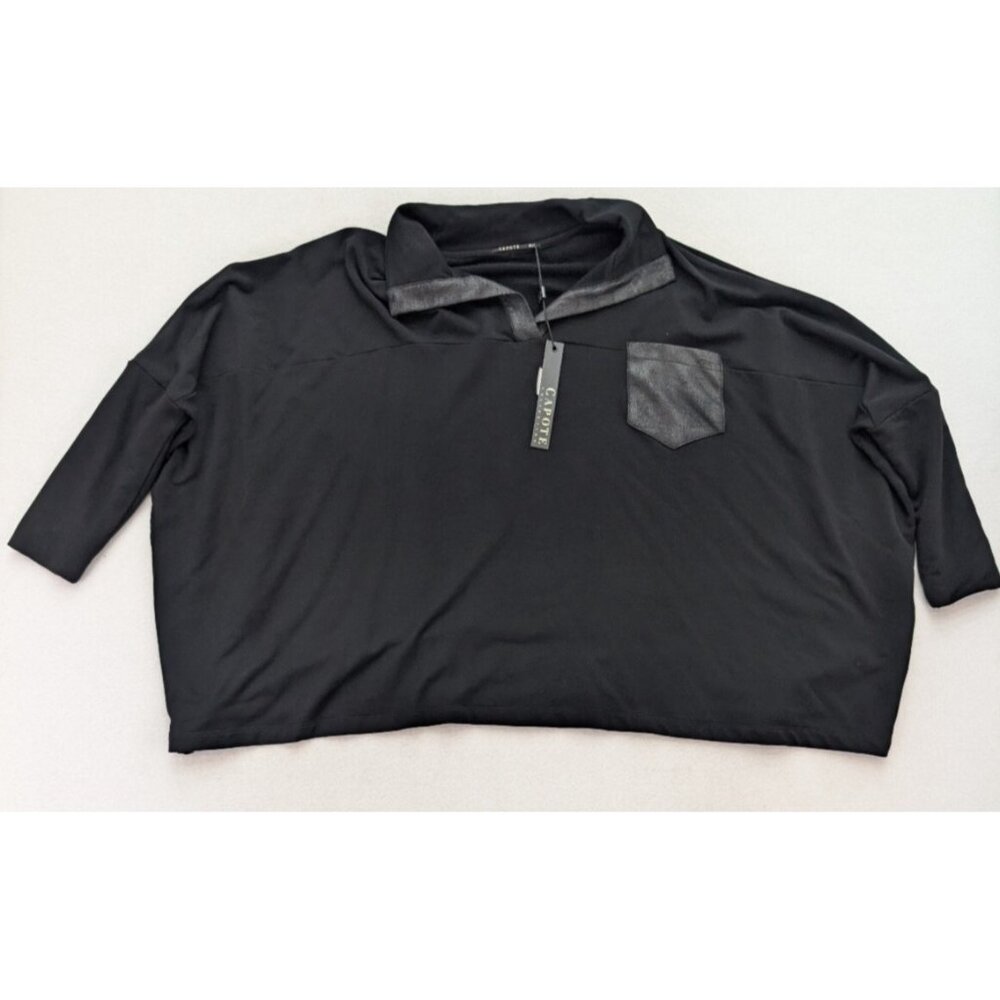 Capote Women's Top Size M/L Black Oversized Long Sleeve Lagenlook